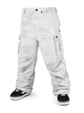 Volcom NWRK Baggy White Camo Snow Pants – Large